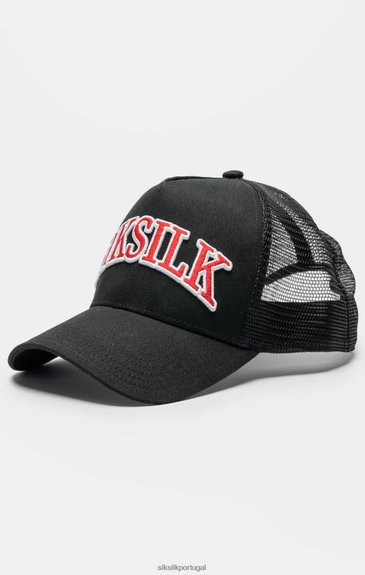 unissex acessório 6884ZR225 SikSilk boné trucker com logotipo de sombra de malha preta