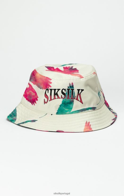 unissex acessório 6884ZR232 SikSilk chapéu bucket preto estampado reversível