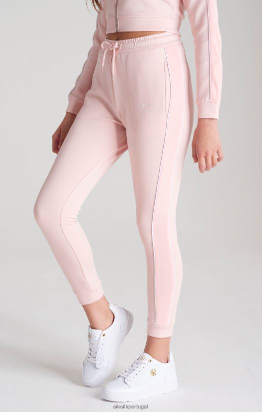 garotas vestuário 6884ZR350 SikSilk calça de veludo rosa com fita adesiva