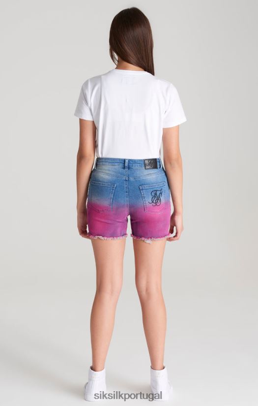 garotas vestuário 6884ZR356 SikSilk short jeans azul dip dye