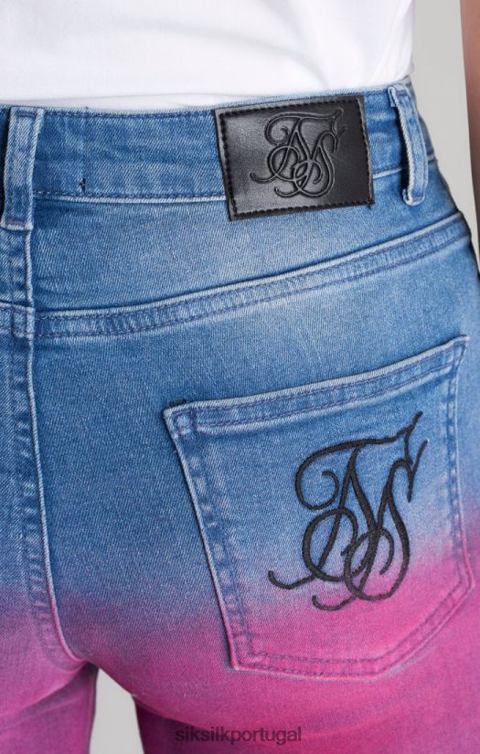 garotas vestuário 6884ZR356 SikSilk short jeans azul dip dye