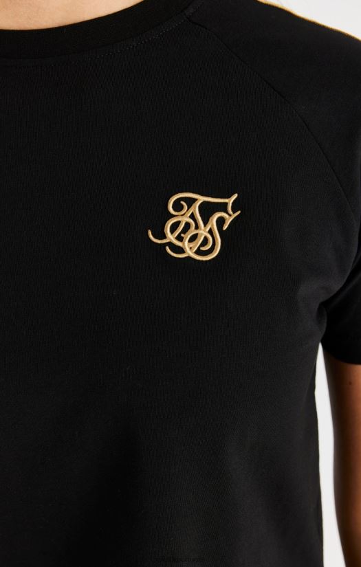 garotas vestuário 6884ZR316 SikSilk camiseta raglan com fita metálica - preta