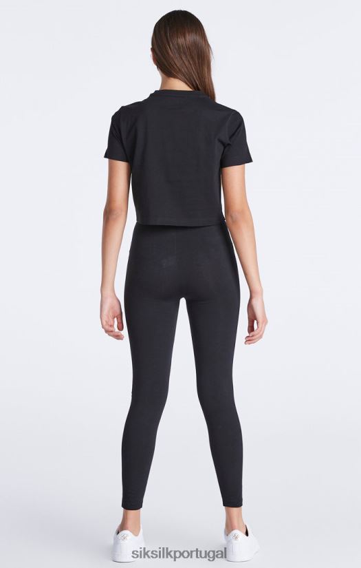 garotas vestuário 6884ZR320 SikSilk camiseta cropped preta essencial