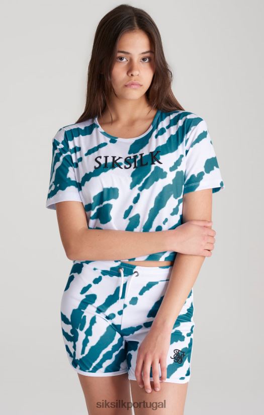 garotas vestuário 6884ZR323 SikSilk camiseta cropped tie dye branca