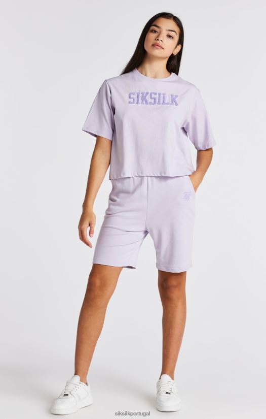 garotas vestuário 6884ZR327 SikSilk camiseta roxa com logo do time do colégio