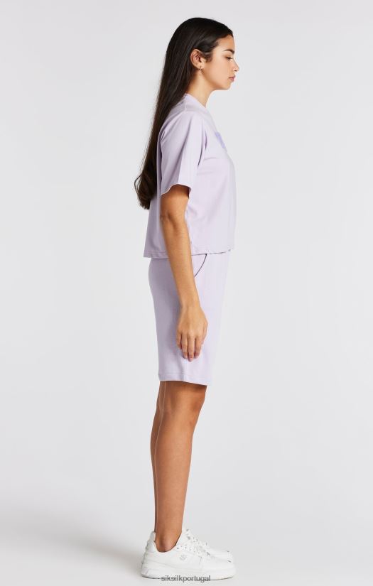 garotas vestuário 6884ZR327 SikSilk camiseta roxa com logo do time do colégio