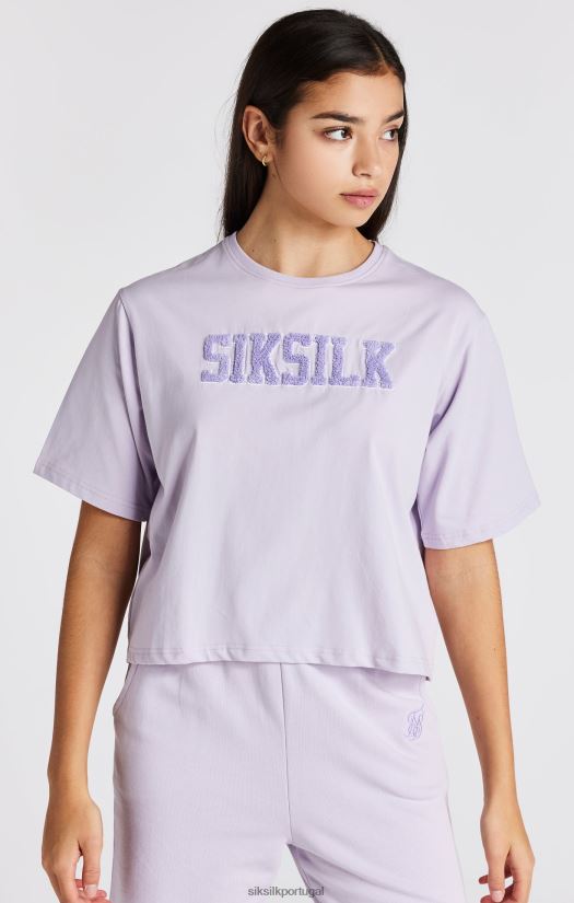 garotas vestuário 6884ZR327 SikSilk camiseta roxa com logo do time do colégio