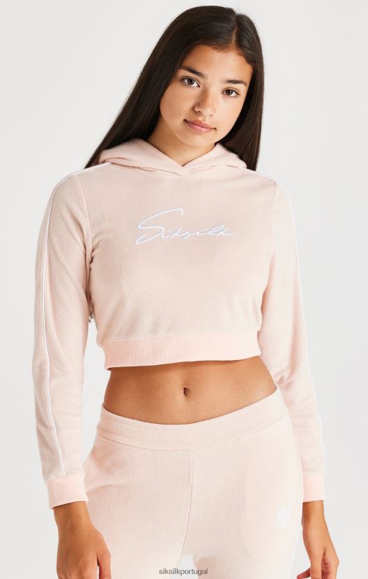 garotas vestuário 6884ZR334 SikSilk capuz cropped atoalhado exclusivo - rosa