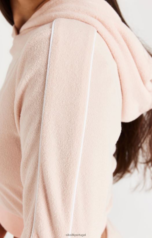 garotas vestuário 6884ZR334 SikSilk capuz cropped atoalhado exclusivo - rosa