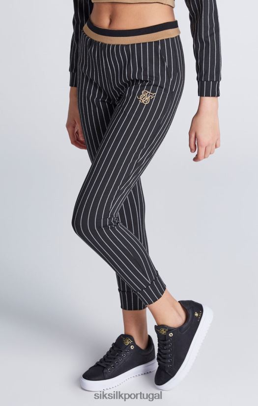 garotas vestuário 6884ZR337 SikSilk moletom preto com listras de beisebol