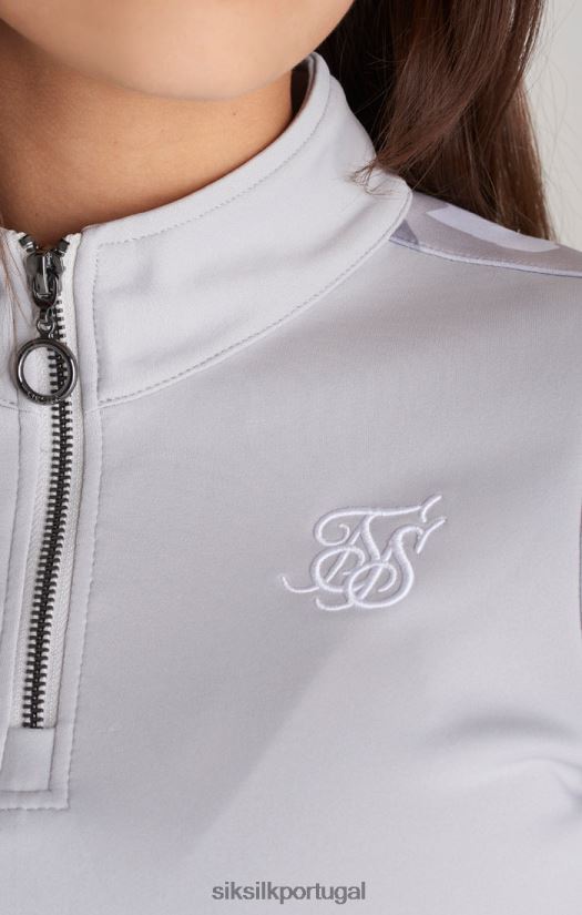 garotas vestuário 6884ZR338 SikSilk top cinza com painéis camuflados