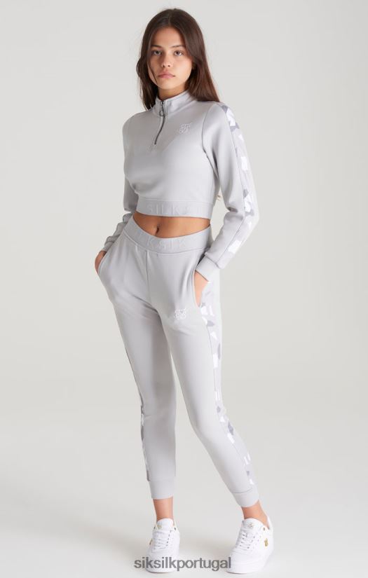garotas vestuário 6884ZR338 SikSilk top cinza com painéis camuflados