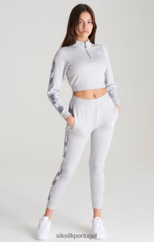 garotas vestuário 6884ZR338 SikSilk top cinza com painéis camuflados