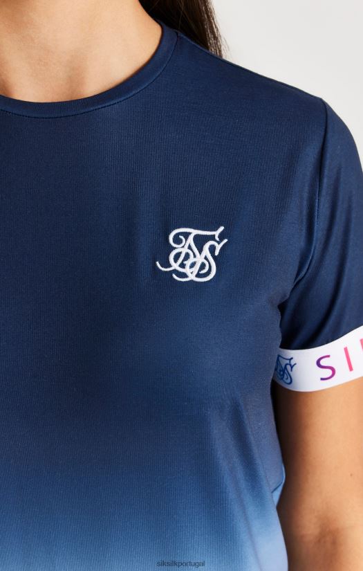 garotas vestuário 6884ZR342 SikSilk vestido t-shirt arco-íris desbotado - azul marinho e branco