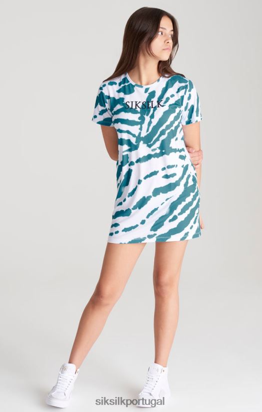 garotas vestuário 6884ZR343 SikSilk vestido camiseta branco tie dye