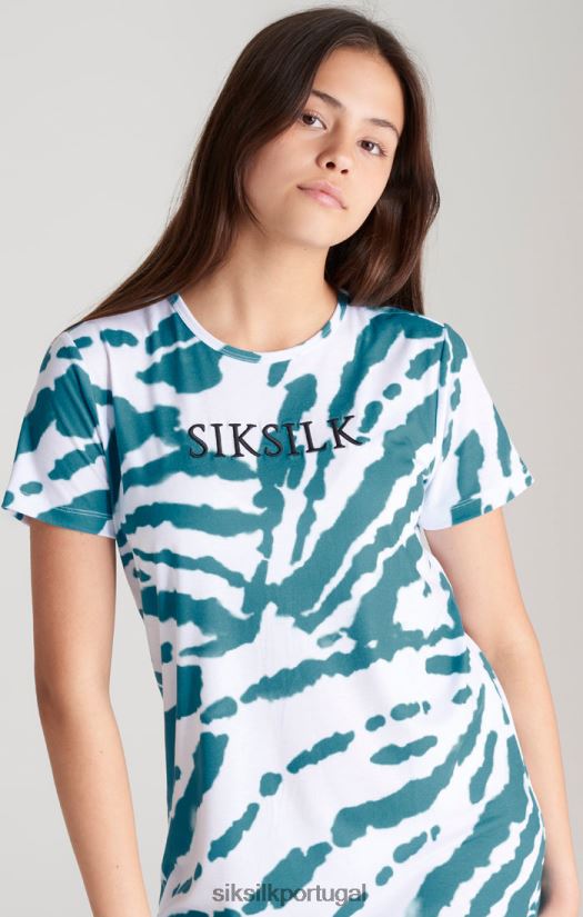 garotas vestuário 6884ZR343 SikSilk vestido camiseta branco tie dye