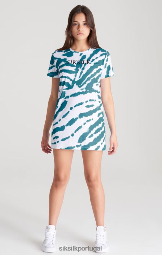 garotas vestuário 6884ZR343 SikSilk vestido camiseta branco tie dye