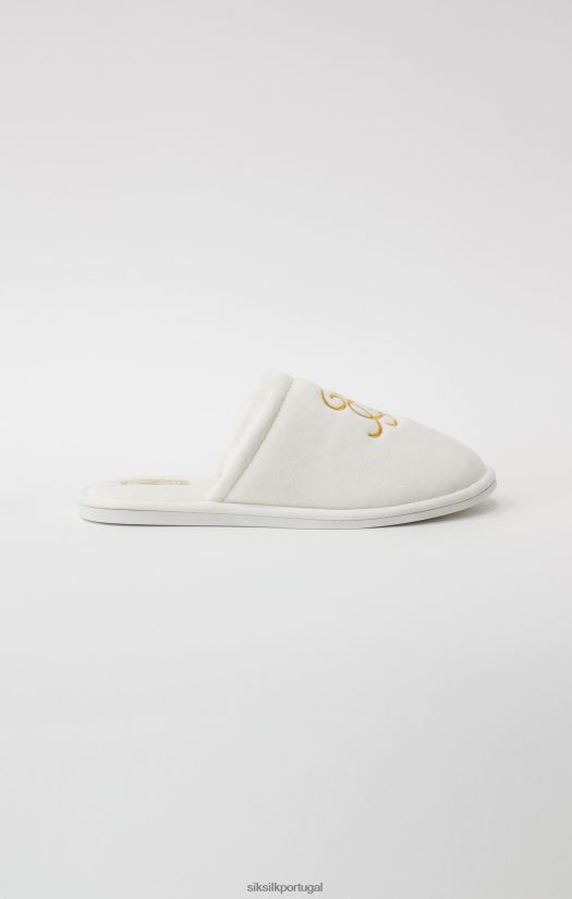 homens calçados 6884ZR6 SikSilk chinelo branco com logo bordado