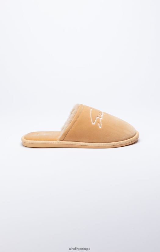 homens calçados 6884ZR7 SikSilk chinelo bege com logotipo bordado