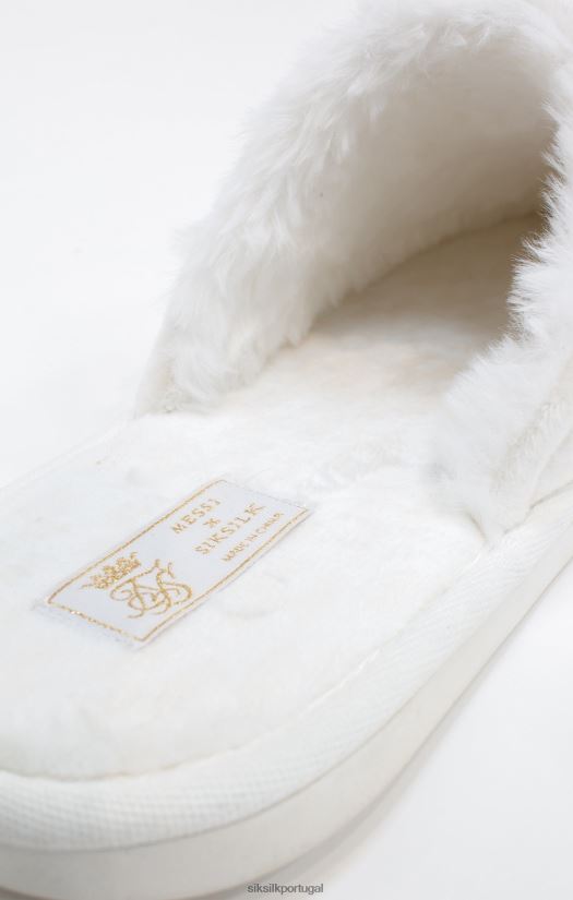 homens calçados 6884ZR8 SikSilk x messi chinelos brancos