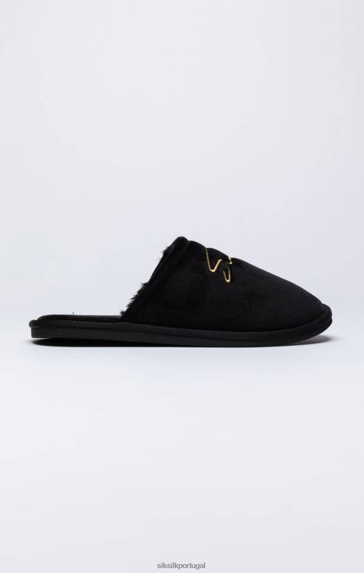 homens calçados 6884ZR9 SikSilk chinelo preto com logo bordado
