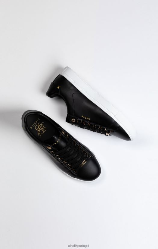homens calçados 6884ZR10 SikSilk tênis clássico preto com argolas em D de metal