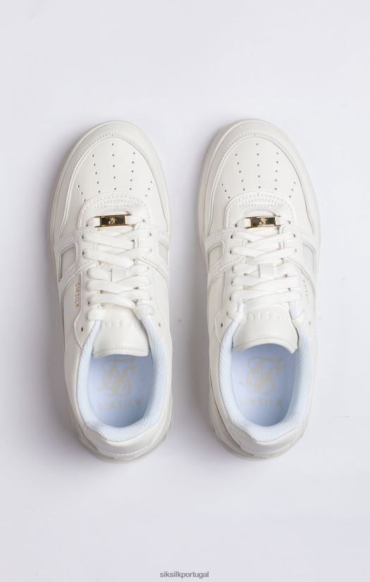 homens calçados 6884ZR14 SikSilk treinador de quadra branco de cano baixo