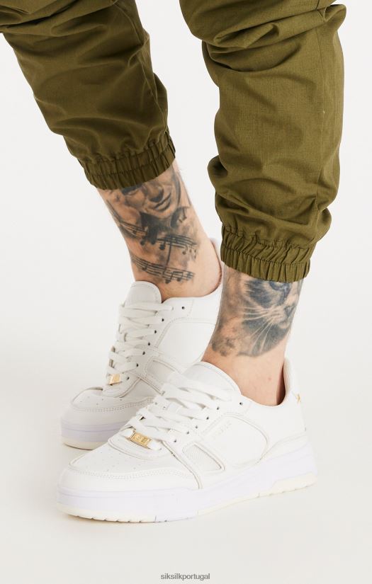 homens calçados 6884ZR14 SikSilk treinador de quadra branco de cano baixo