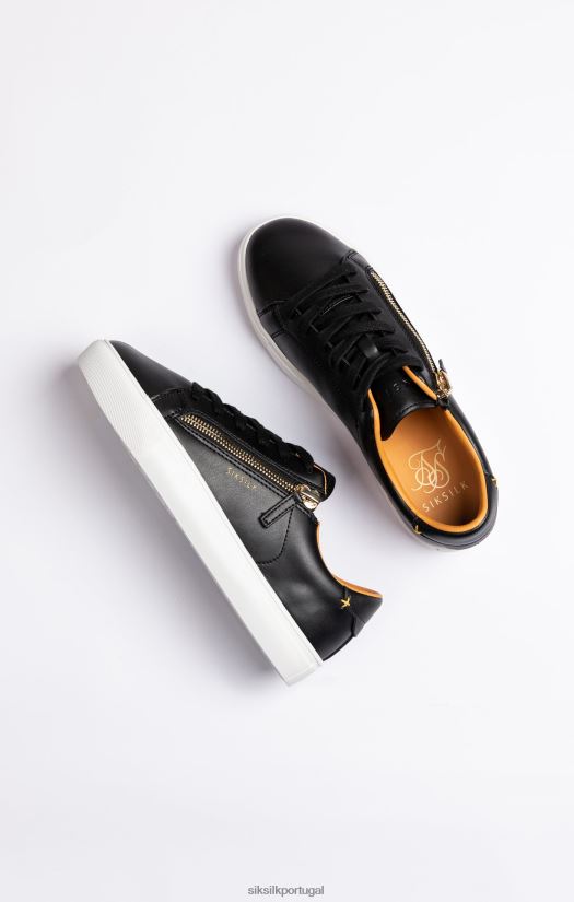 homens calçados 6884ZR5 SikSilk tênis clássico preto com zíper funcional