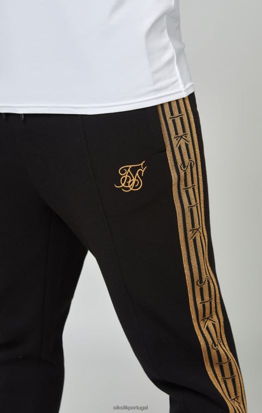 homens vestuário 6884ZR508 SikSilk calça de malha preta e dourada com fita de malha