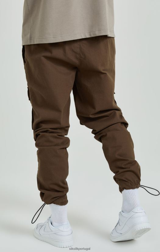 homens vestuário 6884ZR514 SikSilk calça cargo marrom ripstop