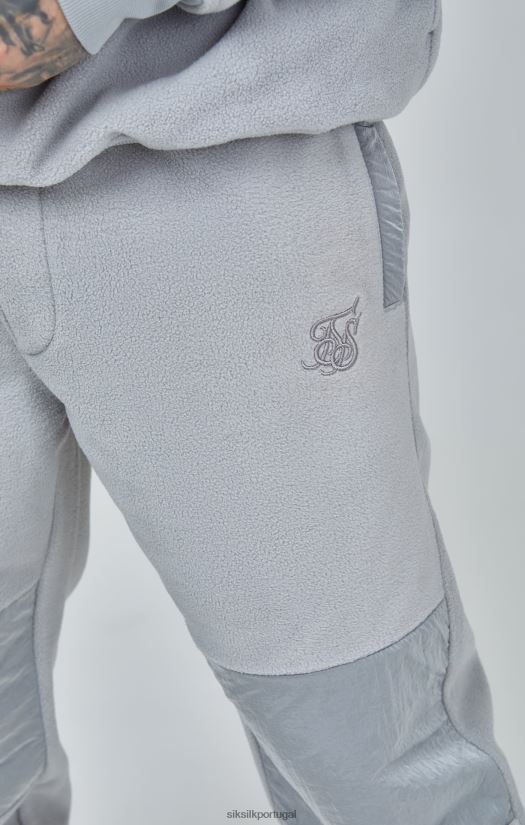 homens vestuário 6884ZR517 SikSilk jogger com punhos e painéis de lã polar cinza