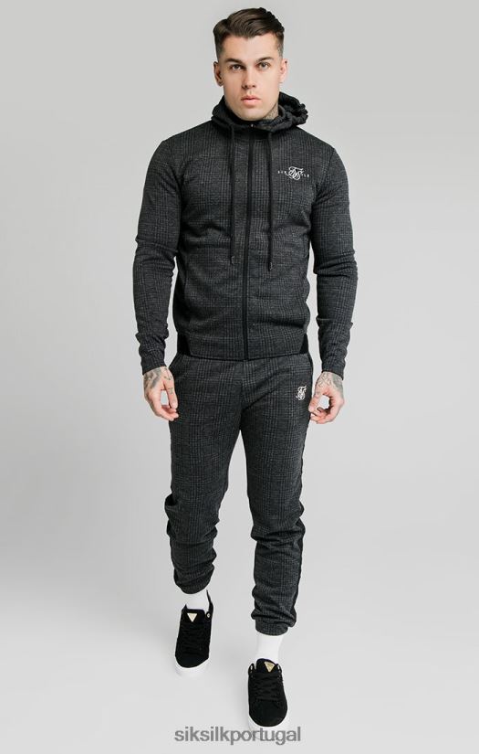 homens vestuário 6884ZR526 SikSilk calça com punhos xadrez tonal - cinza