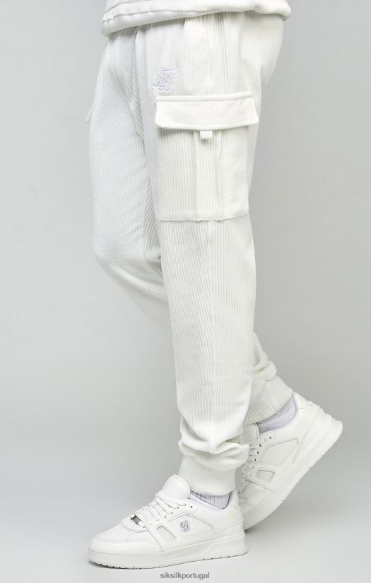 homens vestuário 6884ZR530 SikSilk joggers cargo de veludo cotelê cru