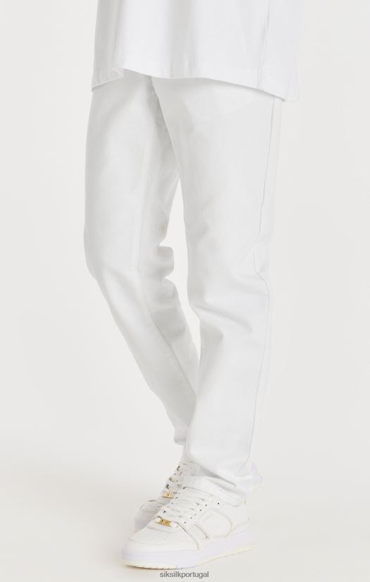 homens vestuário 6884ZR547 SikSilk jeans branco com corte reto