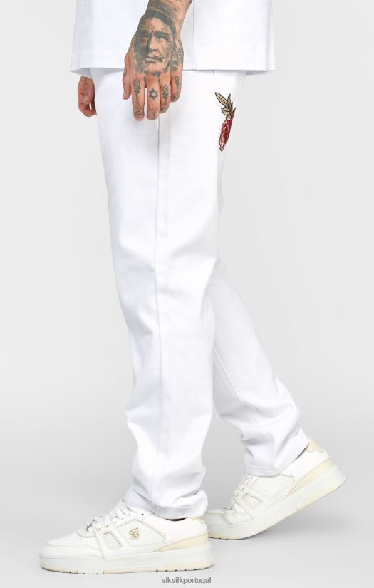 homens vestuário 6884ZR550 SikSilk jeans branco rosa corte reto