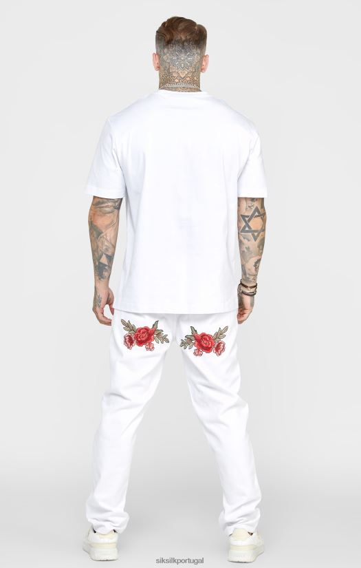 homens vestuário 6884ZR550 SikSilk jeans branco rosa corte reto