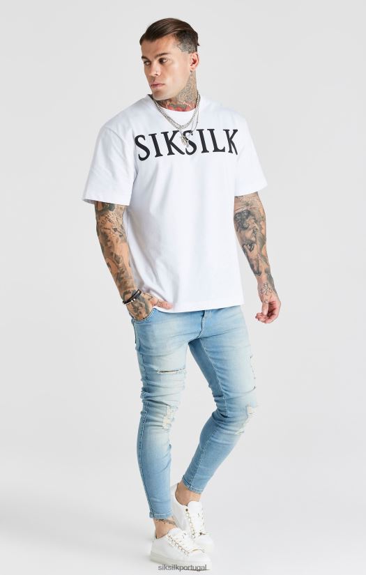 homens vestuário 6884ZR551 SikSilk calça jeans skinny azul lavada essencial