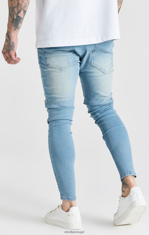 homens vestuário 6884ZR551 SikSilk calça jeans skinny azul lavada essencial