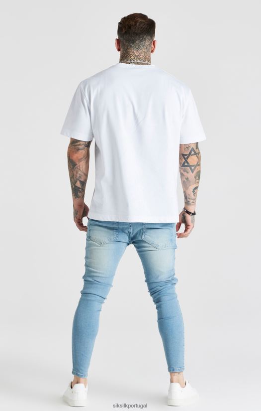 homens vestuário 6884ZR551 SikSilk calça jeans skinny azul lavada essencial