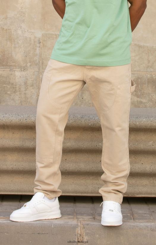 homens vestuário 6884ZR555 SikSilk jeans de carpinteiro cru e reto