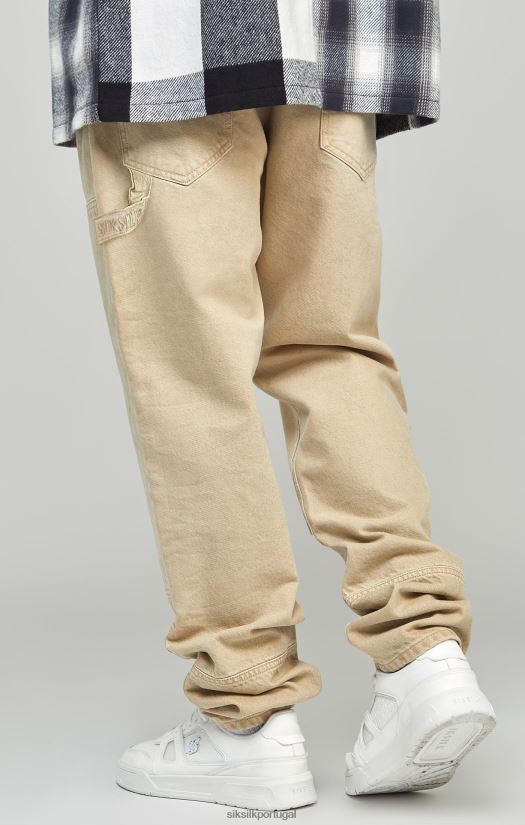 homens vestuário 6884ZR555 SikSilk jeans de carpinteiro cru e reto