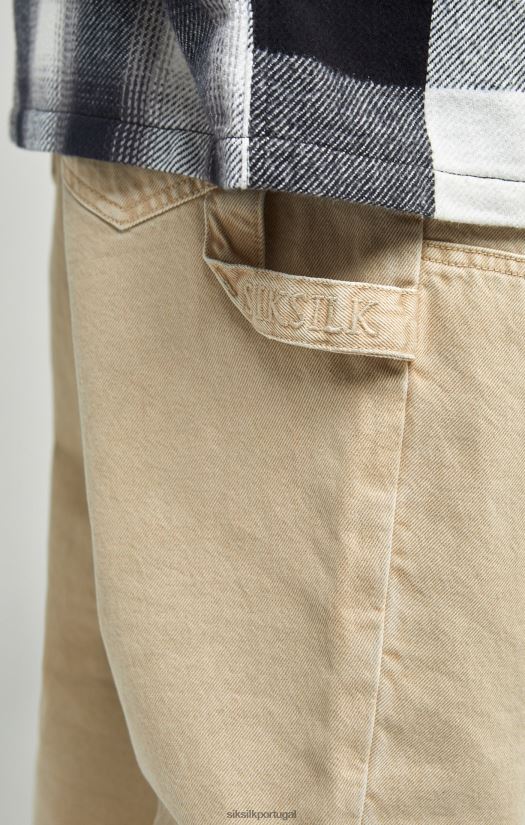 homens vestuário 6884ZR555 SikSilk jeans de carpinteiro cru e reto