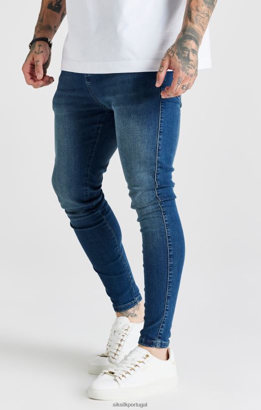 homens vestuário 6884ZR556 SikSilk calça jeans skinny azul lavada