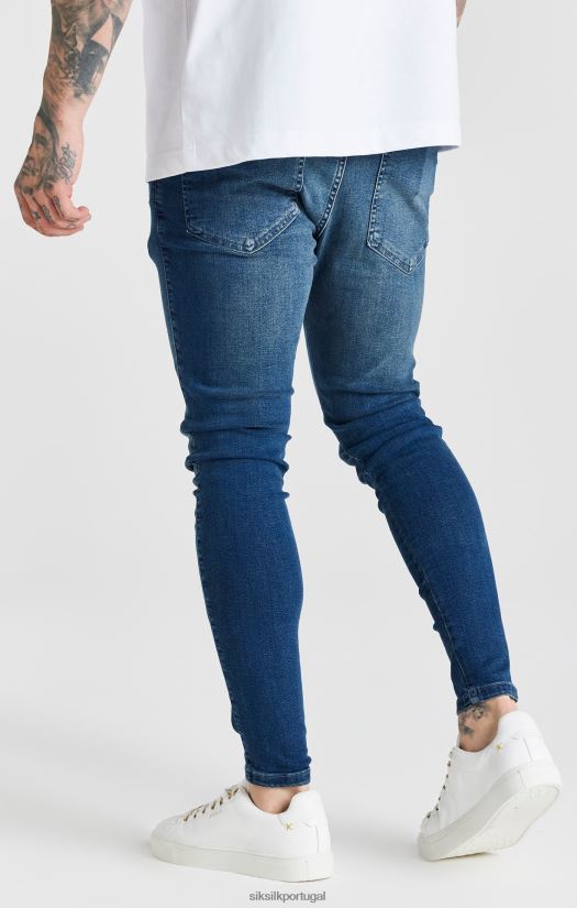 homens vestuário 6884ZR556 SikSilk calça jeans skinny azul lavada