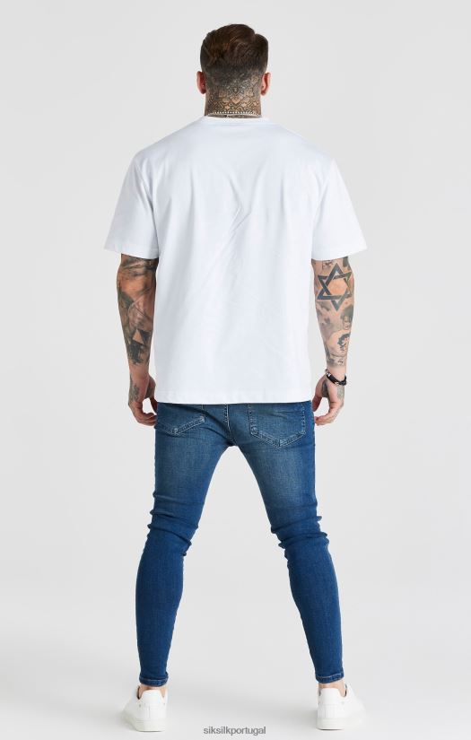 homens vestuário 6884ZR556 SikSilk calça jeans skinny azul lavada