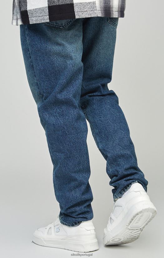 homens vestuário 6884ZR559 SikSilk calça jeans azul mid com corte reto