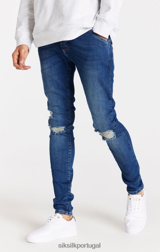 homens vestuário 6884ZR563 SikSilk calça jeans slim fit azul