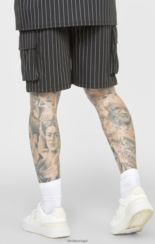 homens vestuário 6884ZR564 SikSilk short cargo de basquete aniversário preto