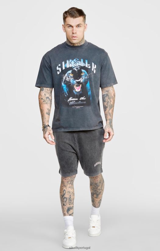 homens vestuário 6884ZR567 SikSilk shorts pretos estampados e descontraídos
